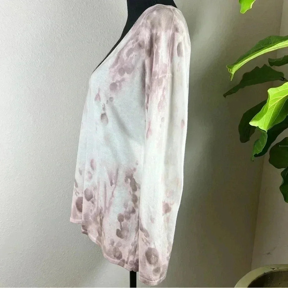 J. Jill V-Neck Deep Mauve Pale Pink Paint Splatter Long Sleeve Sweater Small - Picture 3 of 13